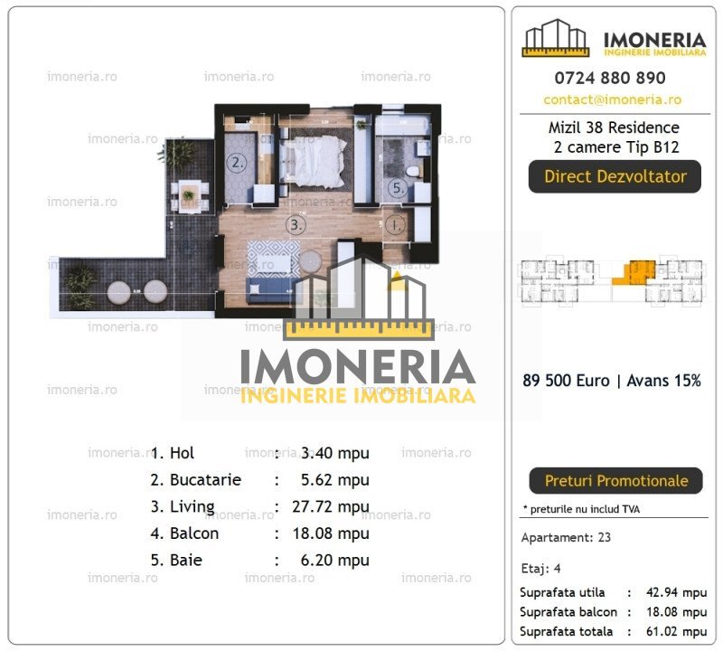 Titan, finalizat, terasa 18 mp, 850 m metrou 1 Decembrie 1918, comision 0%